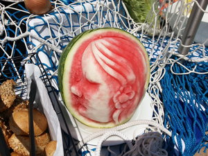 Watermelon face.