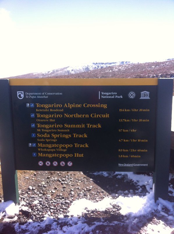 Sur les 18,4 kms de la randonnée Tongariro Alping Crossing, nous n'avions pu effectuer que 1,8 kms, jusque Mongatepopo hut