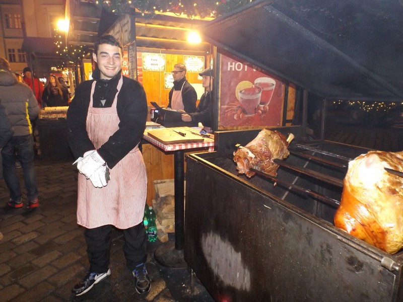 two old Prague Hams a roasting