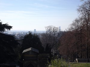 View to the Montmartre tower from the cemetery