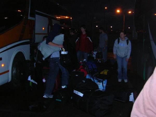 loading the bus once we got to the airport in tel aviv