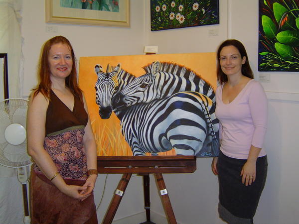 Kirsten and Jacina in front of her beautiful art work