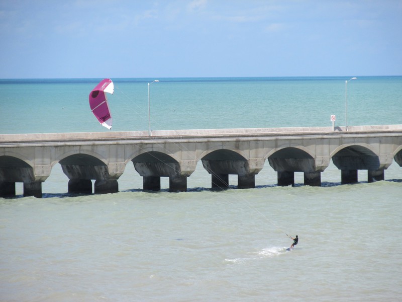 Wind surfing by the Progreso pier