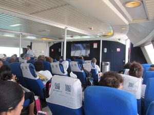 Interior of ferry to Cozumel