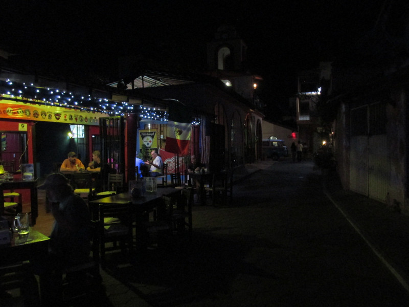 Night View of a Restaurant Street