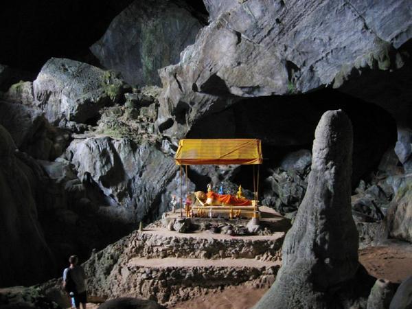 A Budha in a cave