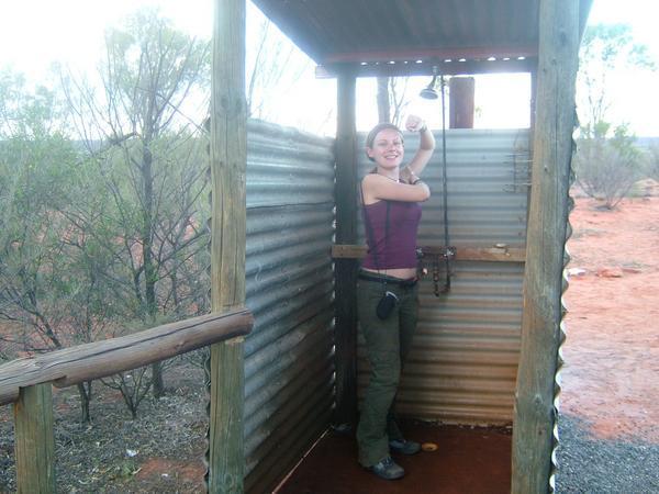 Hot shower in the middle of the outback