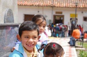 Kids in an Andean Plaza