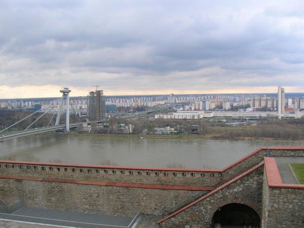 view from the castle towards the new bridge