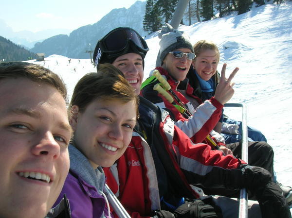 The group on the chairlift