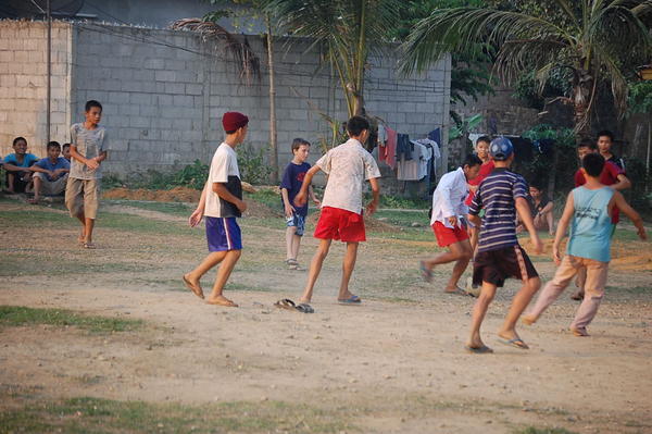 Soccer in the evening with junior high boys