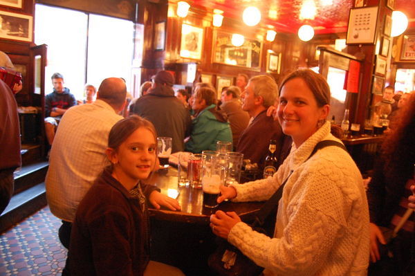 Enjoying a Guinness at Temple Bar