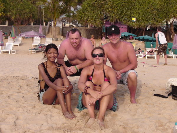 The boys and Jeab and me at the beach