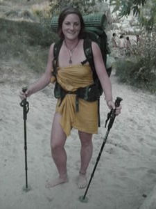hiking in a sarong....not really