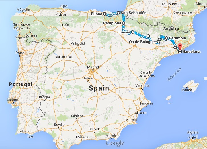 Map of Route - Spain