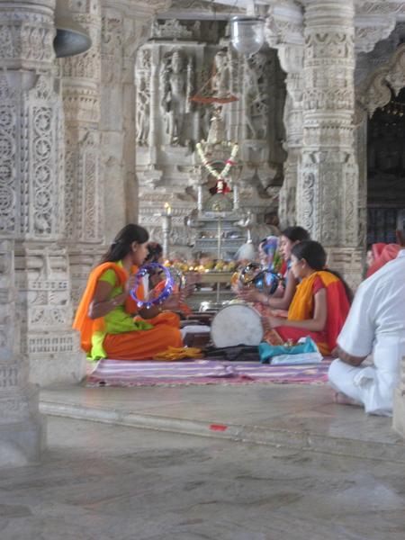 Group worshiping at the Jain temple