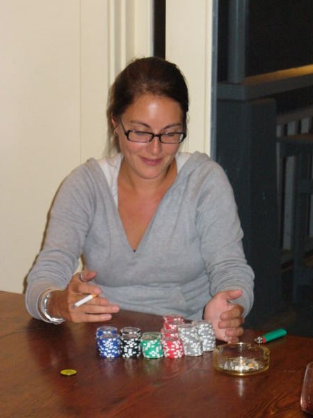 Jen kicking our asses at poker