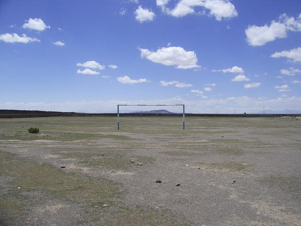 A football pitch in the middle of the desert