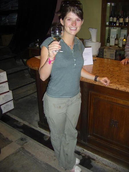 Bex sampling the wine..