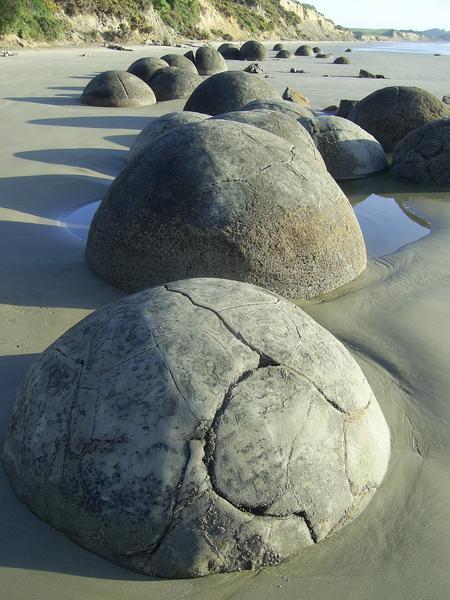 A collection of boulders on the beach