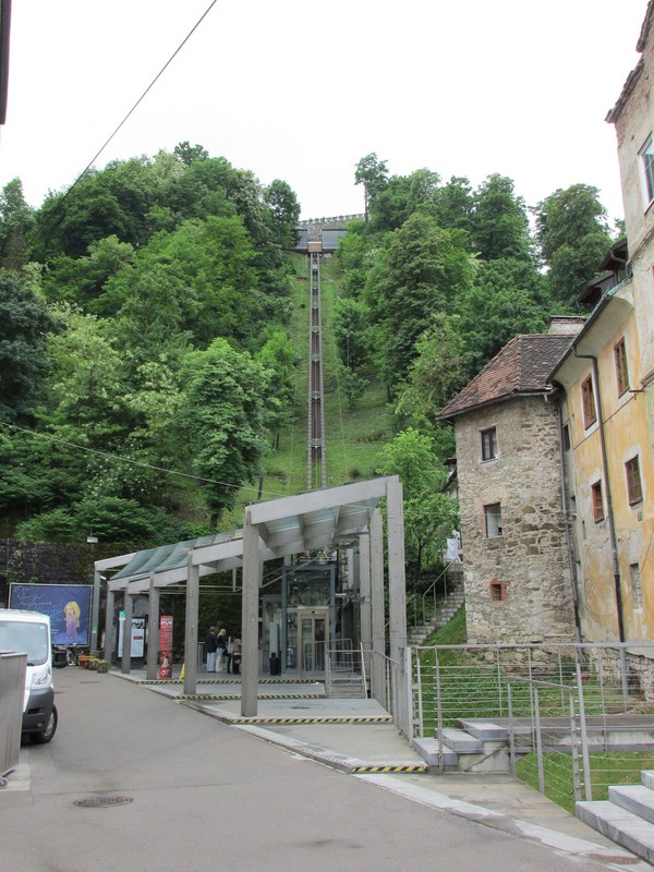View of funicular and castle.