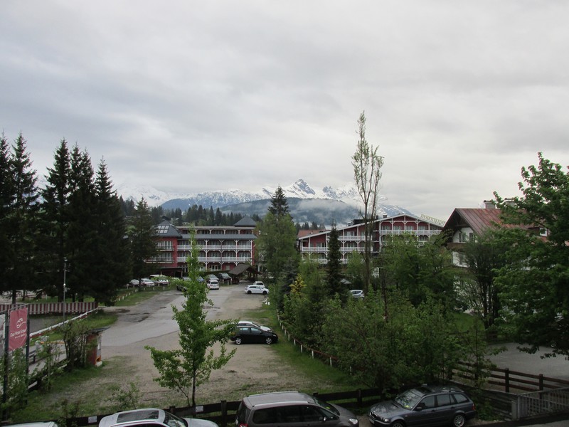 View out of hotel window in Seefeld in Tirol on the morning we left.