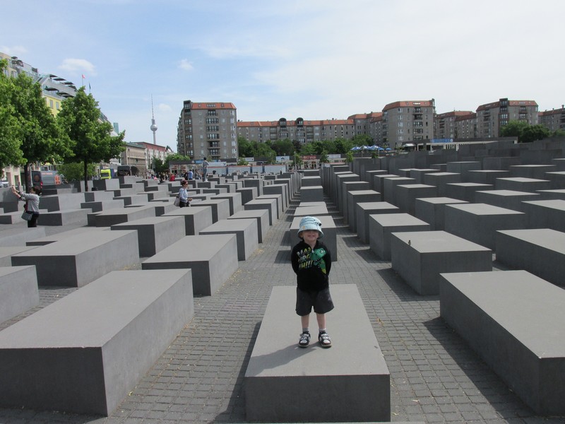 The Holocaust Memorial. Looking towards the east you can see the Soviet-era television tower at the back left.