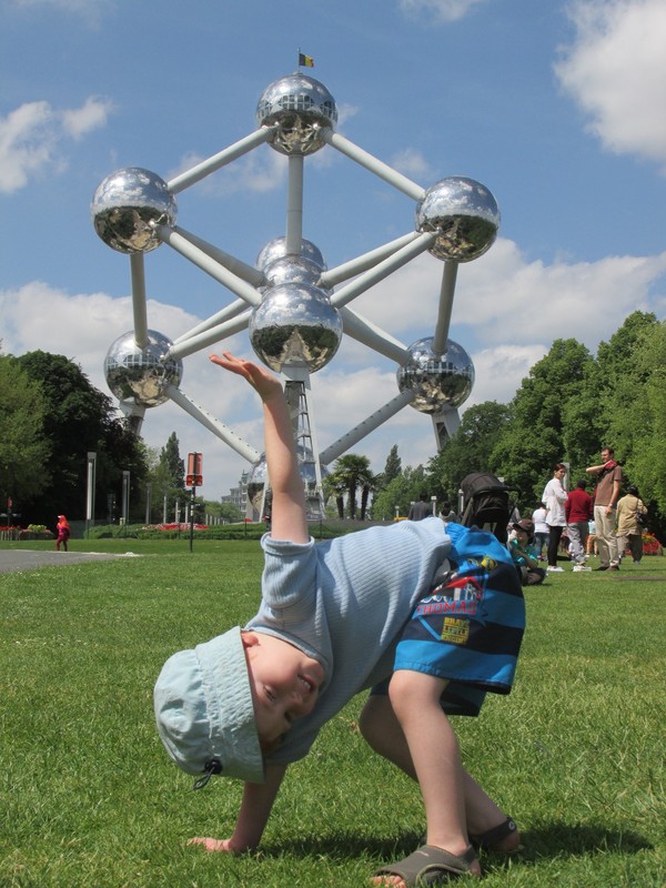 In front of the Atomium.