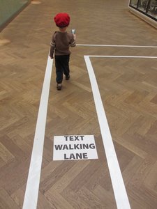 Zachary trying out the text walking lane.