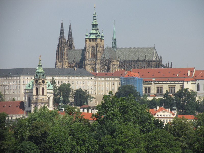 Looking towards the Prague Castle complex. St Vitus Cathedral looms large.