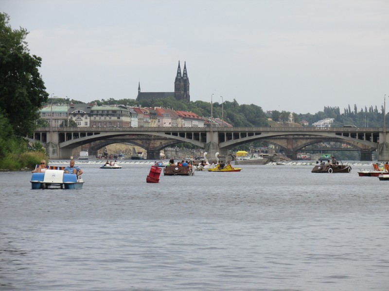 View of the river and city from the pedal-boat.