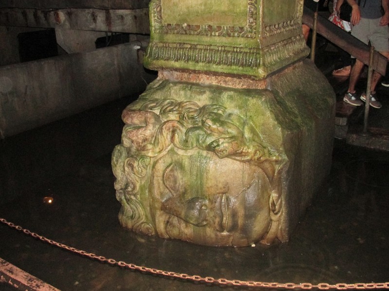 One of the Medusas in the Basilica Cistern.