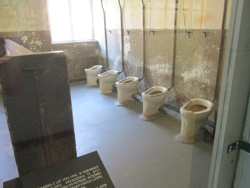 A communal toilet at Auschwitz.