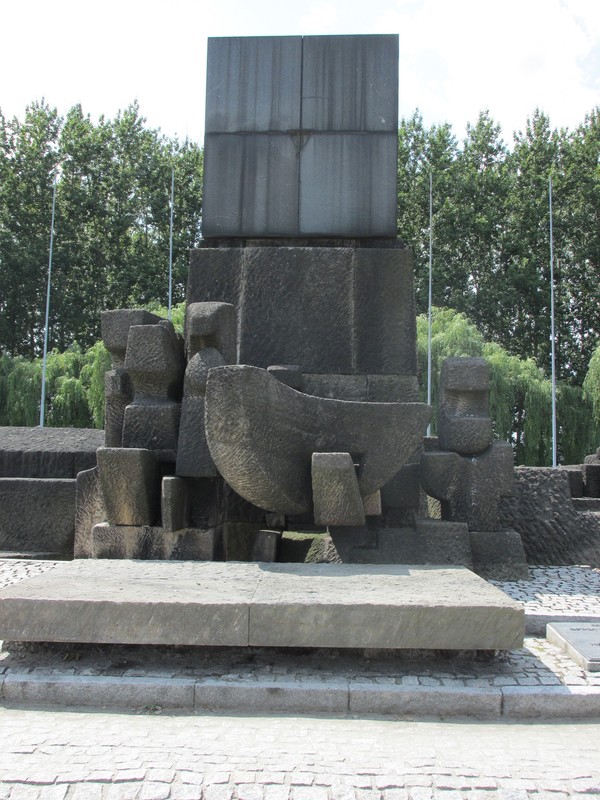 Memorial at the end of the rail line, between Crematoria II and III at Birkenau.