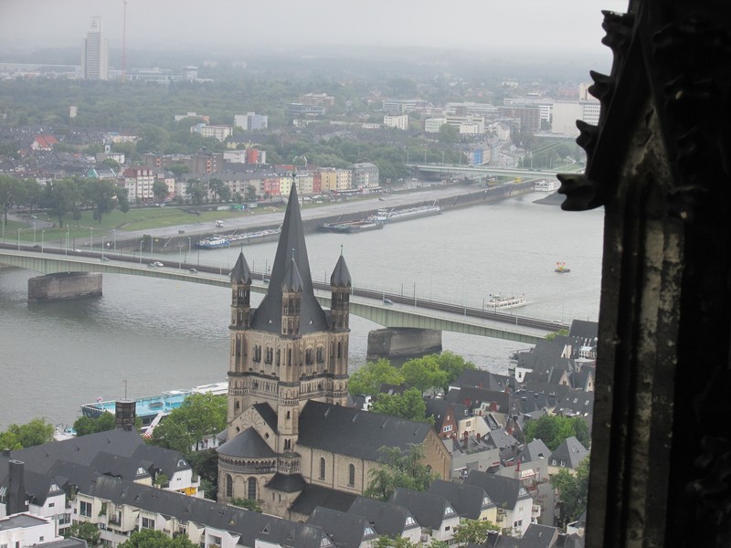 View from the belfry of the Rhine and the city of Köln.