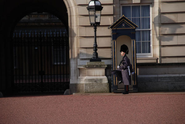 Lone guard at Buckingham Palace
