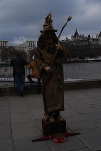 Wizard statue/person outside the Eye