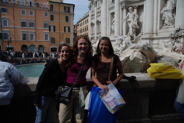 The three of us in front of the Trevi Fountain