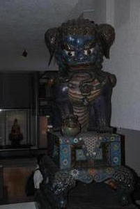 An intimidating Asian statue in the Missionary Museum