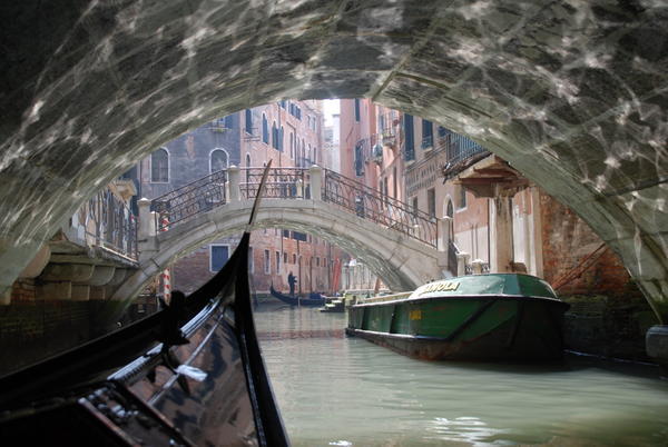 View from the gondola, going under a bridge