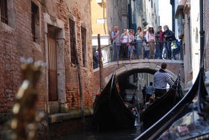 People took pictures of us from a bridge while we took our gondola ride!