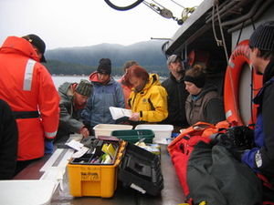 my ichthyology class and instructor doing taxonomy