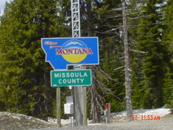 Sign coming in to Montana