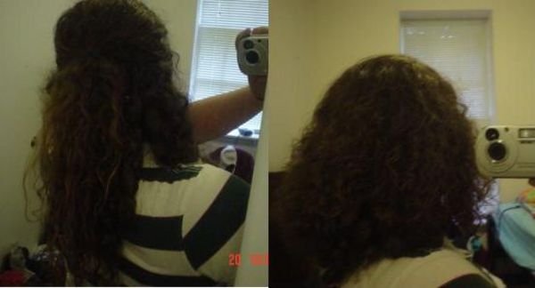 Back view of my hair before and after the haircut