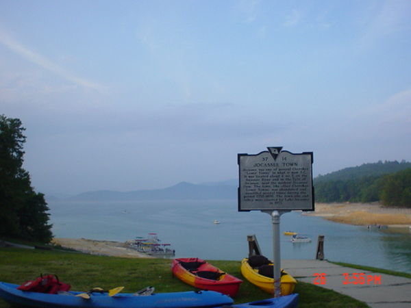 Lake and the sign