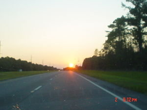 Driving down the Georgia HWY at sunset