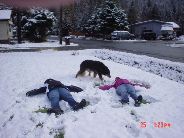 You're never too old for snow angels!