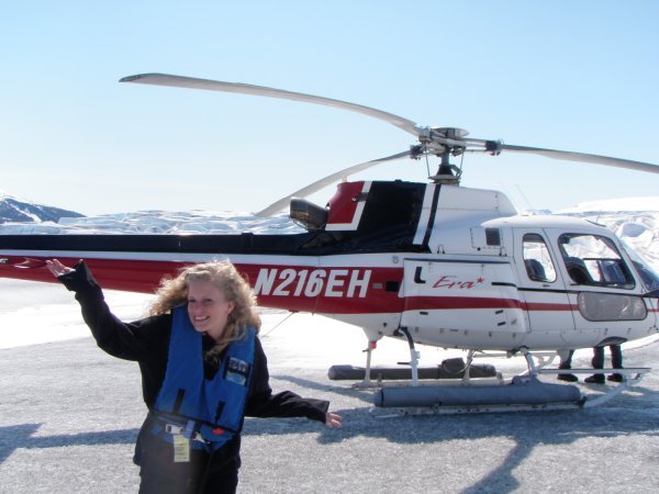 Jessica by the helicopter