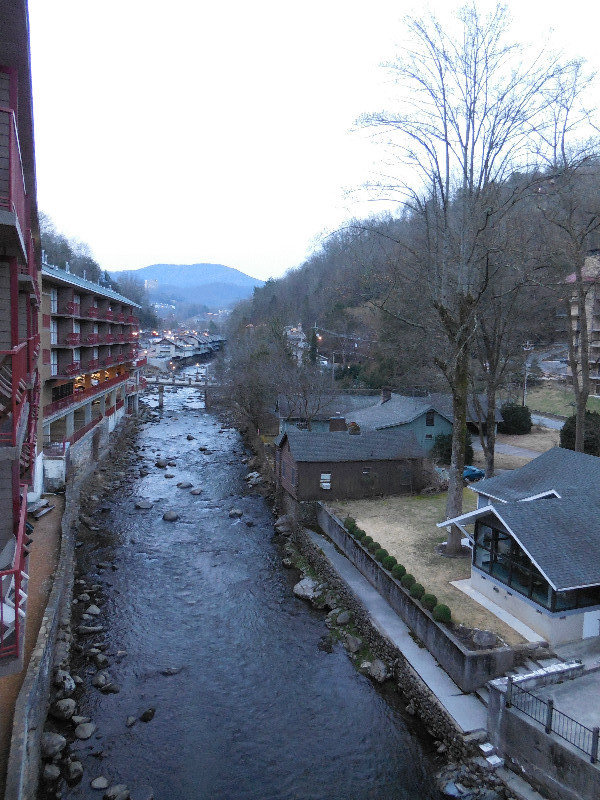 View of the river from the hotel room in Gatlinburg