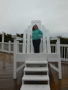 Arica and the Giant Chair near the pool